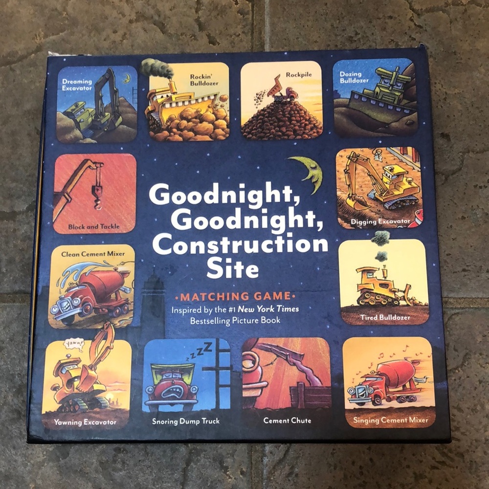 Matching game, good night good night construction site